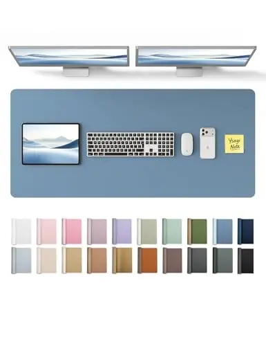 YSAGi Leather Desk Pad Protector, Office Desk Mat, Large Mouse Pad, Non-Slip PU Leather Desk Blotter, Laptop Desk Pad, Waterproof Desk Writing Pad for Office and Home (Blue, 47