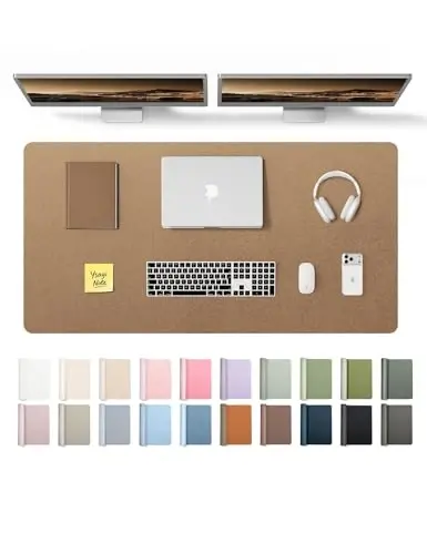 YSAGi Leather Desk Pad Protector, Office Desk Mat, Large Mouse Pad, Non-Slip PU Leather Desk Blotter, Laptop Desk Pad, Waterproof Desk Writing Pad for Office and Home (Bronze, 47.2