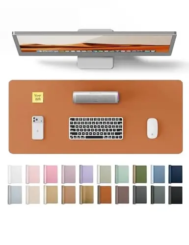 YSAGi Leather Desk Pad Protector, Office Desk Mat, Large Mouse Pad, Non-Slip PU Leather Desk Blotter, Laptop Desk Pad, Waterproof Desk Writing Pad for Office and Home (Brown, 23.6
