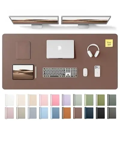 YSAGi Leather Desk Pad Protector, Office Desk Mat, Large Mouse Pad, Non-Slip PU Leather Desk Blotter, Laptop Desk Pad, Waterproof Desk Writing Pad for Office and Home (Chocolate,55