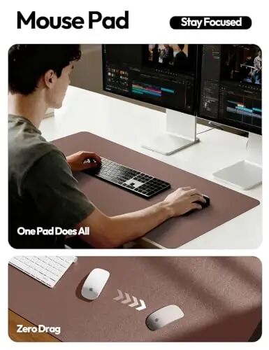 YSAGi Leather Desk Pad Protector, Office Desk Mat, Large Mouse Pad, Non-Slip PU Leather Desk Blotter, Laptop Desk Pad, Waterproof Desk Writing Pad for Office and Home (Chocolate,55