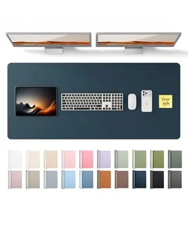 YSAGi Leather Desk Pad Protector, Office Desk Mat, Large Mouse Pad, Non-Slip PU Leather Desk Blotter, Laptop Desk Pad, Waterproof Desk Writing Pad for Office and Home (Dark Blue, 47