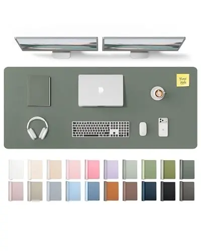 YSAGi Leather Desk Pad Protector, Office Desk Mat, Large Mouse Pad, Non-Slip PU Leather Desk Blotter, Laptop Desk Pad, Waterproof Desk Writing Pad for Office and Home (Dark Green,55