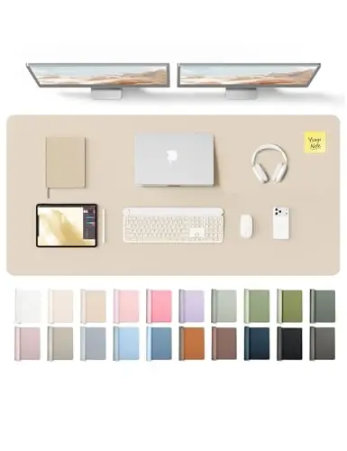 YSAGi Leather Desk Pad Protector, Office Desk Mat, Large Mouse Pad, Non-Slip PU Leather Desk Blotter, Laptop Desk Pad, Waterproof Desk Writing Pad for Office and Home (Eggshell, 55