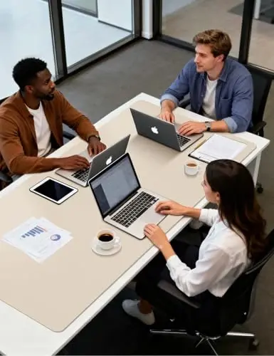 YSAGi Leather Desk Pad Protector, Office Desk Mat, Large Mouse Pad, Non-Slip PU Leather Desk Blotter, Laptop Desk Pad, Waterproof Desk Writing Pad for Office and Home (Eggshell, 55