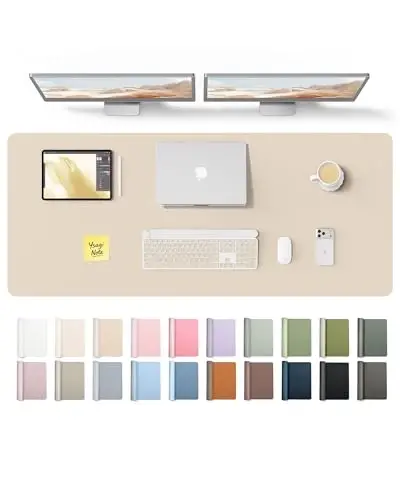 YSAGi Leather Desk Pad Protector, Office Desk Mat, Large Mouse Pad, Non-Slip PU Leather Desk Blotter, Laptop Desk Pad, Waterproof Desk Writing Pad for Office and Home (Eggshell,55