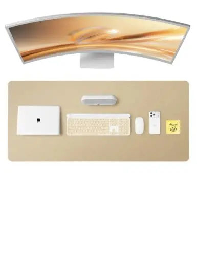 YSAGi Leather Desk Pad Protector, Office Desk Mat, Large Mouse Pad, Non-Slip PU Leather Desk Blotter, Laptop Desk Pad, Waterproof Desk Writing Pad for Office and Home (Gold,47