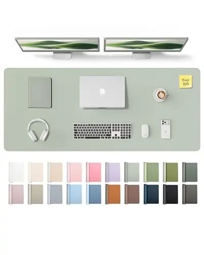 YSAGi Leather Desk Pad Protector, Office Desk Mat, Large Mouse Pad, Non-Slip PU Leather Desk Blotter, Laptop Desk Pad, Waterproof Desk Writing Pad for Office and Home (Grayish Green,55