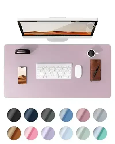 YSAGi Leather Desk Pad Protector, Office Desk Mat, Large Mouse Pad, Non-Slip PU Leather Desk Blotter, Laptop Desk Pad, Waterproof Desk Writing Pad for Office and Home (Grayish Lavender, 23.6