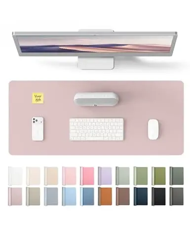 YSAGi Leather Desk Pad Protector, Office Desk Mat, Large Mouse Pad, Non-Slip PU Leather Desk Blotter, Laptop Desk Pad, Waterproof Desk Writing Pad for Office and Home (Grayish Lavender, 23.6