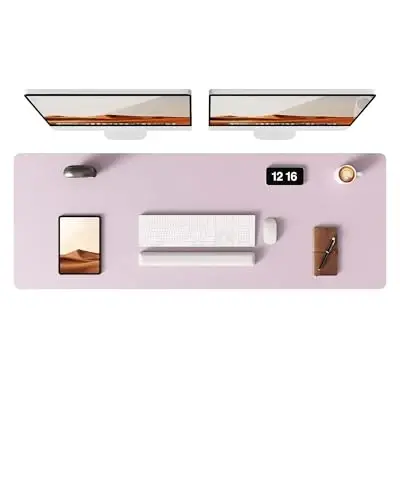 YSAGi Leather Desk Pad Protector, Office Desk Mat, Large Mouse Pad, Non-Slip PU Leather Desk Blotter, Laptop Desk Pad, Waterproof Desk Writing Pad for Office and Home (Grayish Lavender, 23.6