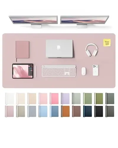 YSAGi Leather Desk Pad Protector, Office Desk Mat, Large Mouse Pad, Non-Slip PU Leather Desk Blotter, Laptop Desk Pad, Waterproof Desk Writing Pad for Office and Home (Grayish Lavender,55
