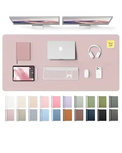 YSAGi Leather Desk Pad Protector, Office Desk Mat, Large Mouse Pad, Non-Slip PU Leather Desk Blotter, Laptop Desk Pad, Waterproof Desk Writing Pad for Office and Home (Grayish Lavender,55