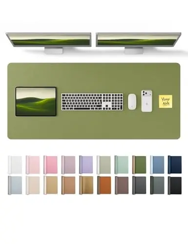YSAGi Leather Desk Pad Protector, Office Desk Mat, Large Mouse Pad, Non-Slip PU Leather Desk Blotter, Laptop Desk Pad, Waterproof Desk Writing Pad for Office and Home (Green, 47