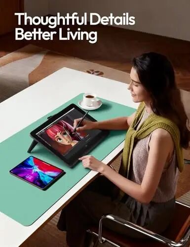 YSAGi Leather Desk Pad Protector, Office Desk Mat, Large Mouse Pad, Non-Slip PU Leather Desk Blotter, Laptop Desk Pad, Waterproof Desk Writing Pad for Office and Home (Green-Blue,55