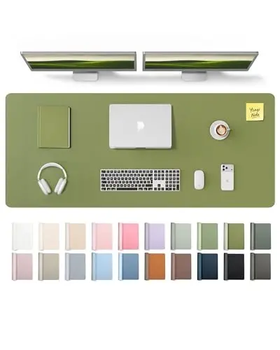 YSAGi Leather Desk Pad Protector, Office Desk Mat, Large Mouse Pad, Non-Slip PU Leather Desk Blotter, Laptop Desk Pad, Waterproof Desk Writing Pad for Office and Home (Green,55