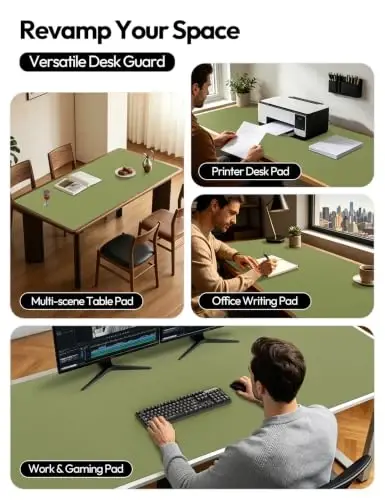 YSAGi Leather Desk Pad Protector, Office Desk Mat, Large Mouse Pad, Non-Slip PU Leather Desk Blotter, Laptop Desk Pad, Waterproof Desk Writing Pad for Office and Home (Green,55