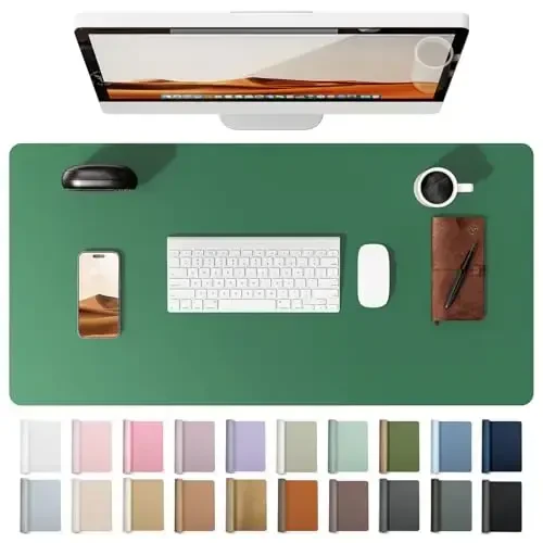 YSAGi Leather Desk Pad Protector, Office Desk Mat, Large Mouse Pad, Non-Slip PU Leather Desk Blotter, Laptop Desk Pad, Waterproof Desk Writing Pad for Office and Home (Jade Green, 31.5