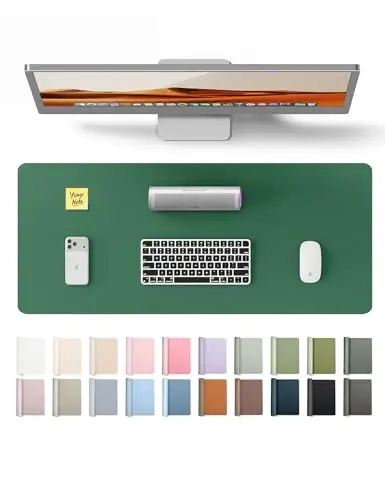 YSAGi Leather Desk Pad Protector, Office Desk Mat, Large Mouse Pad, Non-Slip PU Leather Desk Blotter, Laptop Desk Pad, Waterproof Desk Writing Pad for Office and Home (Jade Green, 47