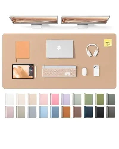 YSAGi Leather Desk Pad Protector, Office Desk Mat, Large Mouse Pad, Non-Slip PU Leather Desk Blotter, Laptop Desk Pad, Waterproof Desk Writing Pad for Office and Home (Latte,55