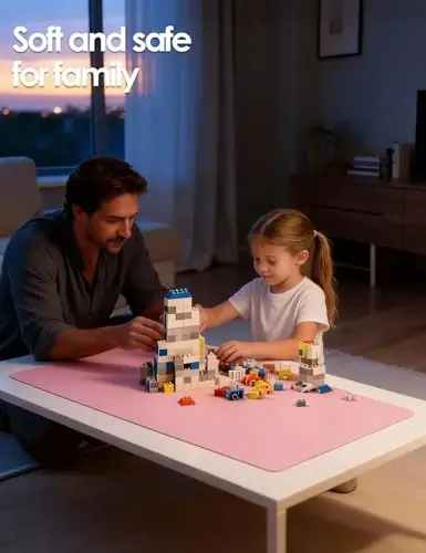 YSAGi Leather Desk Pad Protector, Office Desk Mat, Large Mouse Pad, Non-Slip PU Leather Desk Blotter, Laptop Desk Pad, Waterproof Desk Writing Pad for Office and Home (Light Pink, 55