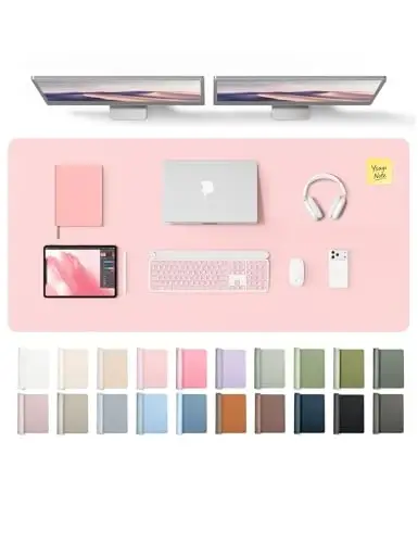 YSAGi Leather Desk Pad Protector, Office Desk Mat, Large Mouse Pad, Non-Slip PU Leather Desk Blotter, Laptop Desk Pad, Waterproof Desk Writing Pad for Office and Home (Light Pink, 55