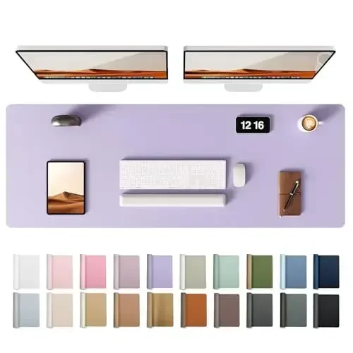 YSAGi Leather Desk Pad Protector, Office Desk Mat, Large Mouse Pad, Non-Slip PU Leather Desk Blotter, Laptop Desk Pad, Waterproof Desk Writing Pad for Office and Home (Light Purple, 47