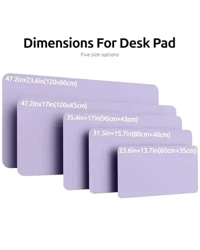 YSAGi Leather Desk Pad Protector, Office Desk Mat, Large Mouse Pad, Non-Slip PU Leather Desk Blotter, Laptop Desk Pad, Waterproof Desk Writing Pad for Office and Home (Light Purple, 47