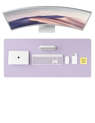 YSAGi Leather Desk Pad Protector, Office Desk Mat, Large Mouse Pad, Non-Slip PU Leather Desk Blotter, Laptop Desk Pad, Waterproof Desk Writing Pad for Office and Home (Light Purple, 47