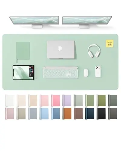 YSAGi Leather Desk Pad Protector, Office Desk Mat, Large Mouse Pad, Non-Slip PU Leather Desk Blotter, Laptop Desk Pad, Waterproof Desk Writing Pad for Office and Home (Pale Green,55