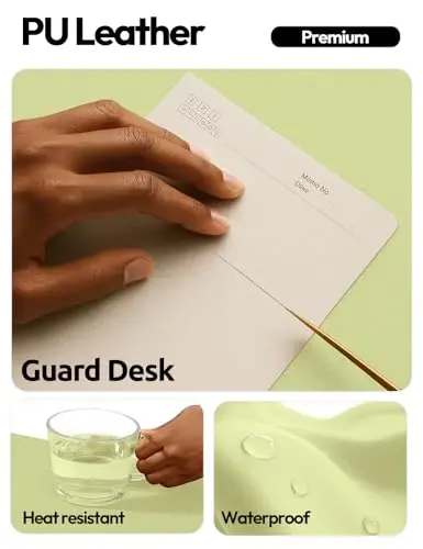 YSAGi Leather Desk Pad Protector, Office Desk Mat, Large Mouse Pad, Non-Slip PU Leather Desk Blotter, Laptop Desk Pad, Waterproof Desk Writing Pad for Office and Home (Peak Green, 23.6