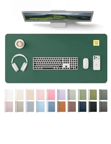 YSAGi Leather Desk Pad Protector, Office Desk Mat, Large Mouse Pad, Non-Slip PU Leather Desk Blotter, Laptop Desk Pad, Waterproof Desk Writing Pad for Office and Home (Seafoam Green, 35.4