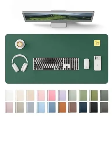YSAGi Leather Desk Pad Protector, Office Desk Mat, Large Mouse Pad, Non-Slip PU Leather Desk Blotter, Laptop Desk Pad, Waterproof Desk Writing Pad for Office and Home (Seafoam Green, 35.4