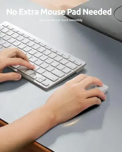 YSAGi Leather Desk Pad Protector, Office Desk Mat, Large Mouse Pad, Non-Slip PU Leather Desk Blotter, Laptop Desk Pad, Waterproof Desk Writing Pad for Office and Home (Silver, 31.5