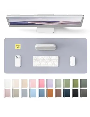 YSAGi Leather Desk Pad Protector, Office Desk Mat, Large Mouse Pad, Non-Slip PU Leather Desk Blotter, Laptop Desk Pad, Waterproof Desk Writing Pad for Office and Home (Soft Lavender, 23.6