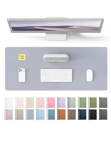 YSAGi Leather Desk Pad Protector, Office Desk Mat, Large Mouse Pad, Non-Slip PU Leather Desk Blotter, Laptop Desk Pad, Waterproof Desk Writing Pad for Office and Home (Soft Lavender, 23.6