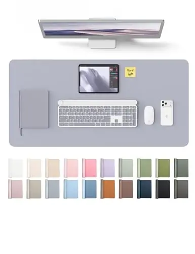 YSAGi Leather Desk Pad Protector, Office Desk Mat, Large Mouse Pad, Non-Slip PU Leather Desk Blotter, Laptop Desk Pad, Waterproof Desk Writing Pad for Office and Home (Soft Lavender, 31.5