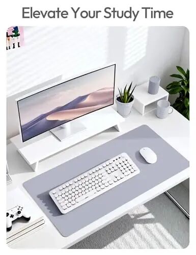 YSAGi Leather Desk Pad Protector, Office Desk Mat, Large Mouse Pad, Non-Slip PU Leather Desk Blotter, Laptop Desk Pad, Waterproof Desk Writing Pad for Office and Home (Soft Lavender, 35.4
