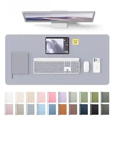 YSAGi Leather Desk Pad Protector, Office Desk Mat, Large Mouse Pad, Non-Slip PU Leather Desk Blotter, Laptop Desk Pad, Waterproof Desk Writing Pad for Office and Home (Soft Lavender, 35.4