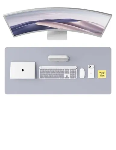 YSAGi Leather Desk Pad Protector, Office Desk Mat, Large Mouse Pad, Non-Slip PU Leather Desk Blotter, Laptop Desk Pad, Waterproof Desk Writing Pad for Office and Home (Soft Lavender,47