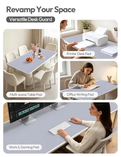 YSAGi Leather Desk Pad Protector, Office Desk Mat, Large Mouse Pad, Non-Slip PU Leather Desk Blotter, Laptop Desk Pad, Waterproof Desk Writing Pad for Office and Home (Soft Lavender,47.2