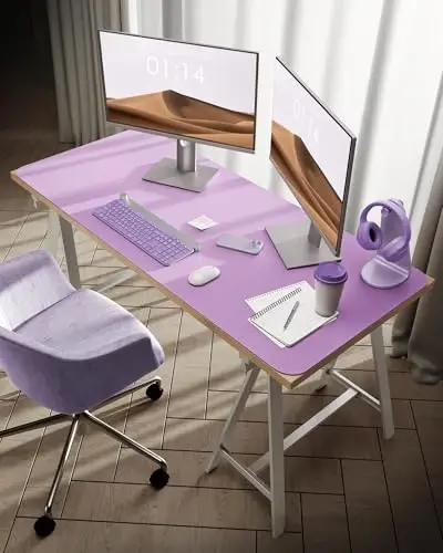 YSAGi Leather Desk Pad Protector, Office Desk Mat, Large Mouse Pad, Non-Slip PU Leather Desk Blotter, Laptop Desk Pad, Waterproof Desk Writing Pad for Office and Home (Taro Purple, 47.2