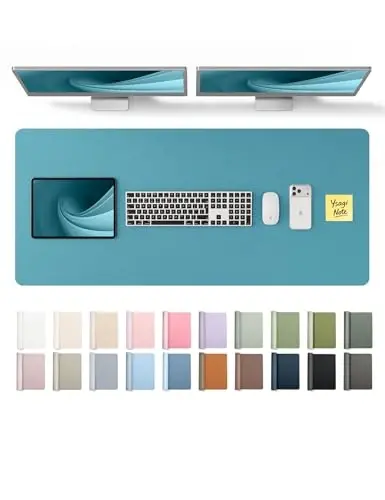YSAGi Leather Desk Pad Protector, Office Desk Mat, Large Mouse Pad, Non-Slip PU Leather Desk Blotter, Laptop Desk Pad, Waterproof Desk Writing Pad for Office and Home (Turquoise,47
