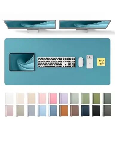 YSAGi Leather Desk Pad Protector, Office Desk Mat, Large Mouse Pad, Non-Slip PU Leather Desk Blotter, Laptop Desk Pad, Waterproof Desk Writing Pad for Office and Home (Turquoise,47