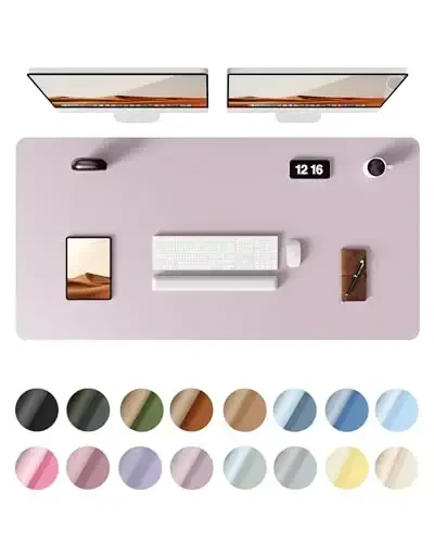 YSAGi Leather Desk Pad Protector, Office Desk Mat, Large Mouse Pad, Non-Slip PU Leather Desk Blotter, Laptop Desk Pad, Waterproof Desk Writing Pad for Office and Home(Grayish Lavender, 47.2