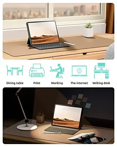 YSAGi Leather Desk Pad Protector, Office Mat, Large Mouse Pad, Non-Slip PU Blotter, Laptop Waterproof Writing for and Home (23.6