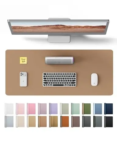 YSAGi Leather Desk Pad Protector, Office Mat, Large Mouse Pad, Non-Slip PU Blotter, Laptop Waterproof Writing for and Home (23.6