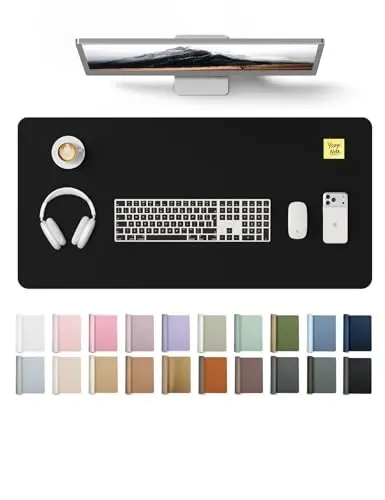 YSAGi Leather Desk Protector, Non-Slip Large Mouse Pad, Waterproof PU Laptop Mat Table Pad for Office and Home (90 x 43 cm. , Black) - 1