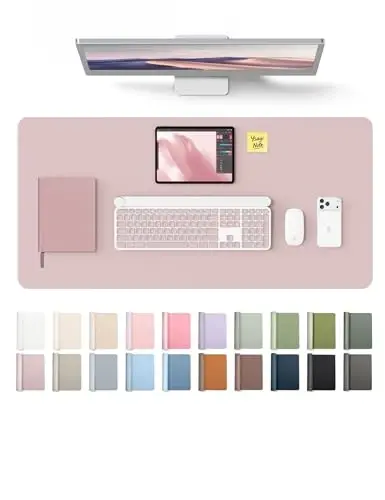 YSAGi Leather Desk Protector, Office Mat, Large Mouse Mat, Non-Slip PU Leather Blotter, Laptop Desk Mat, Waterproof Writing Pad for Office and Home (Grayish Lavender, 31.5
