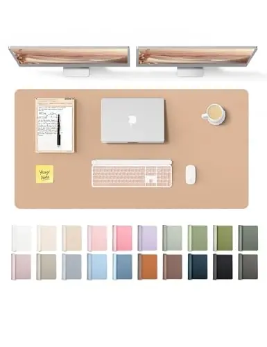 YSAGi Leather Desk Protector, Office Mat, Large Mouse Mat, Non-Slip PU Leather Blotter, Laptop Desk Mat, Waterproof Writing Pad for Office and Home (Latte, 47.2